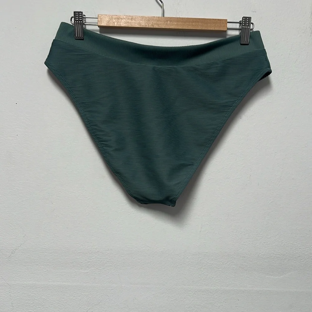 J Crew Ribbed cross front cheeky bikini bottom size L NWT